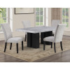 Artemis Black Base Gray Marble Dining Room Set w/ Gray Chenille Chairs