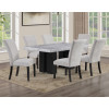 Artemis Black Base Gray Marble Dining Room Set w/ Gray Chenille Chairs