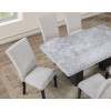 Artemis Black Base Gray Marble Dining Room Set w/ Gray Chenille Chairs