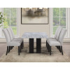 Artemis Black Base Gray Marble Dining Room Set w/ Gray Chenille Chairs
