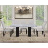 Artemis Black Base Gray Marble Dining Room Set w/ Gray Chenille Chairs