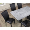 Artemis Black Base Gray Marble Dining Room Set w/ Black Chairs