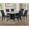 Artemis Black Base Gray Marble Dining Room Set w/ Black Chairs