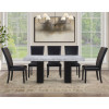 Artemis Black Base Gray Marble Dining Room Set w/ Black Chairs