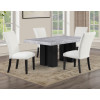 Artemis Black Base Gray Marble Dining Room Set w/ White Chairs