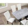 Artemis Black Base Gray Marble Dining Room Set w/ White Chairs