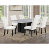 Artemis Black Base Gray Marble Dining Room Set w/ White Chairs