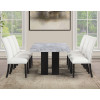 Artemis Black Base Gray Marble Dining Room Set w/ White Chairs