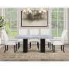 Artemis Black Base Gray Marble Dining Room Set w/ White Chairs