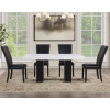Artemis Black Base White Marble Dining Room Set w/ Black Chairs
