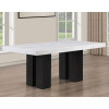 Artemis Black Base White Marble Dining Room Set w/ Gray Chenille Chairs