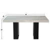 Artemis Black Base White Marble Dining Room Set w/ Gray Chenille Chairs