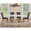 Artemis Sand Base White Marble Top Dining Room Set w/ Brown Chairs