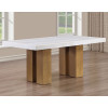 Artemis Sand Base White Marble Top Dining Room Set w/ Brown Chairs