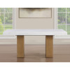 Artemis Sand Base White Marble Top Dining Room Set w/ Brown Chairs