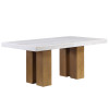 Artemis Sand Base White Marble Top Dining Room Set w/ Brown Chairs