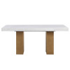 Artemis Sand Base White Marble Top Dining Room Set w/ Brown Chairs