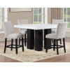 Artemis Black Base White Marble Counter Height Dining Set w/ Gray Chairs