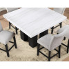Artemis Black Base White Marble Counter Height Dining Set w/ Gray Chairs