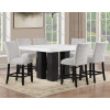 Artemis Black Base White Marble Counter Height Dining Set w/ Gray Chairs
