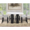 Artemis Black Base White Marble Counter Height Dining Set w/ Gray Chairs