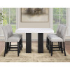 Artemis Black Base White Marble Counter Height Dining Set w/ Gray Chairs