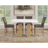 Artemis Sand Base White Marble Counter Height Dining Set w/ Brown Chairs