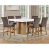Artemis Sand Base White Marble Counter Height Dining Set w/ Brown Chairs