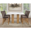 Artemis Sand Base White Marble Counter Height Dining Set w/ Brown Chairs