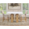 Artemis Sand Base White Marble Counter Height Dining Set w/ Beig Chairs