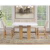 Artemis Sand Base White Marble Counter Height Dining Set w/ Beig Chairs