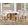 Artemis Sand Base White Marble Counter Height Dining Set w/ Beig Chairs
