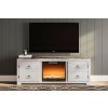 Willowton Large TV Stand w/ Glass and Stone Fireplace