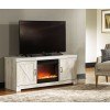 Bellaby Large TV Stand w/ Glass and Stone Fireplace