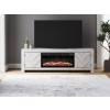 Cayboni Whitewash Large TV Stand w/ Fireplace
