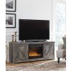 Wynnlow Large TV Stand w/ Glass and Stone Fireplace