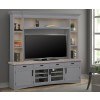 Americana Modern 92 Inch TV Console w/ Hutch and LED Lights (Dove)