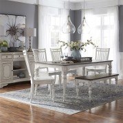 Magnolia Manor Rectangular Dining Set w/ Spindle Chairs and Bench