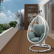 Simona Patio Swing Chair w/ Stand (Green/ White)