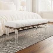 Brianna Faux Fur Bench (Snow)