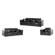 Mia Bella Sophia Leather Living Room Set (Onyx)