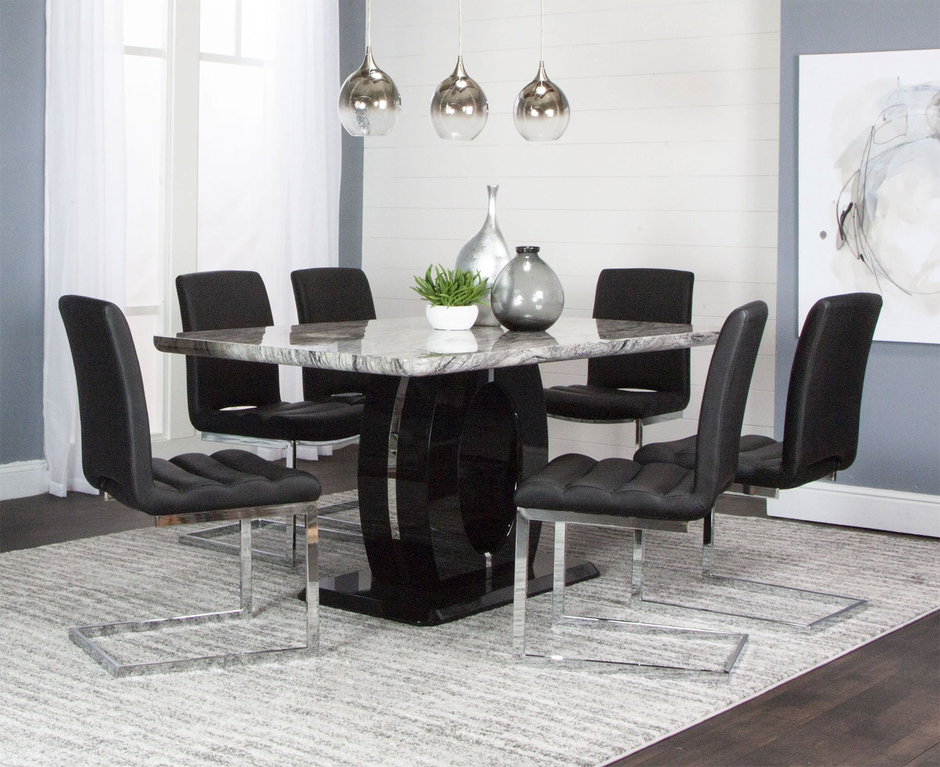 Dyane Black Rectangular Dining Room Set Cramco | Furniture Cart